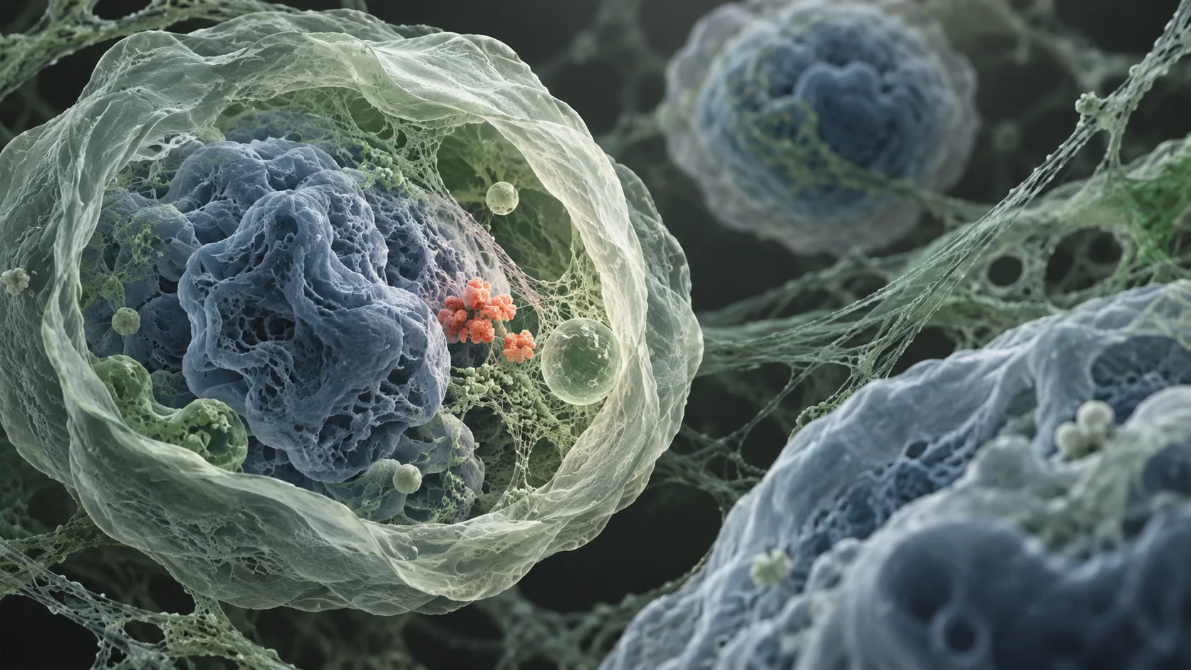 Conceptual cellular cutaway representing biological discovery